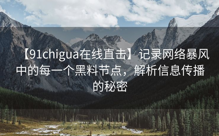 【91chigua在线直击】记录网络暴风中的每一个黑料节点,解析信息传播的秘密 【91chigua在线直击】记录网络暴风中的每一个黑料节点,解析信息传播的秘密