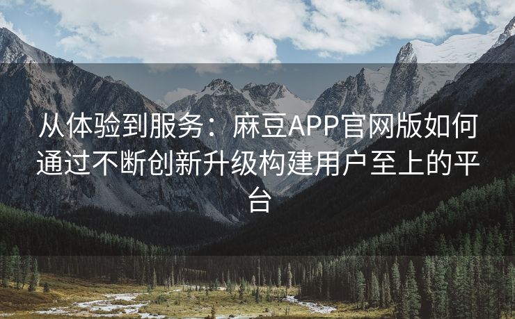 从体验到服务:麻豆APP官网版如何通过不断创新升级构建用户至上的平台 从体验到服务:麻豆APP官网版如何通过不断创新升级构建用户至上的平台