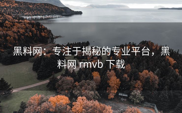 黑料网：专注于揭秘的专业平台，黑料网 rmvb 下载