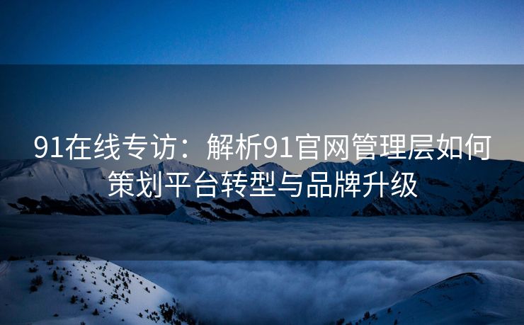 91在线专访:解析91官网管理层如何策划平台转型与品牌升级 91在线专访:解析91官网管理层如何策划平台转型与品牌升级