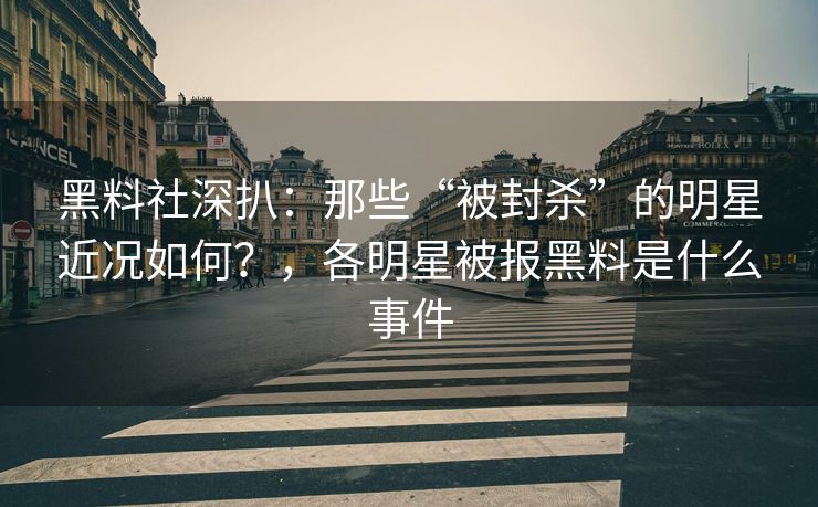 黑料社深扒：那些“被封杀”的明星近况如何？，各明星被报黑料是什么事件